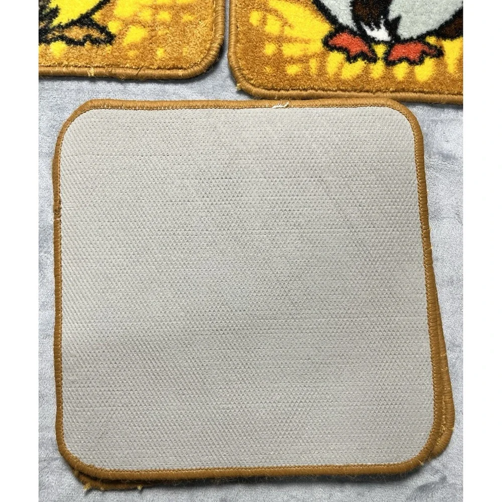 Vintage Retro Cartoon Animal Rugs Set of 7 Fox Duck Pig Bunny Horse Cow Chicken